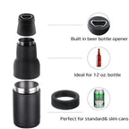 3-in-1 Beer Bottle Insulated Tumbler and Can Cooler with Bottle Opener – Double Wall Stainless Steel Soda Can Insulator & Holder for Car Outdoor Beverage Storage, 12oz Blue