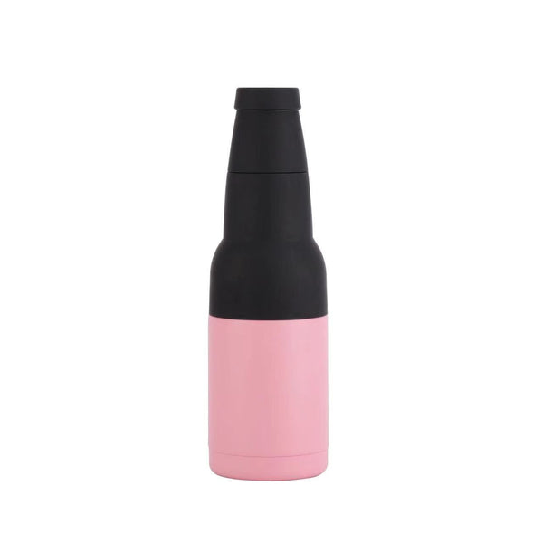 Pink Stainless Steel Beverage Cooler with Bottle Opener for Travel