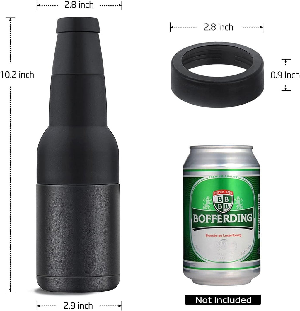 3-in-1 Beer Bottle Insulated Tumbler and Can Cooler with Bottle Opener – Double Wall Stainless Steel Soda Can Insulator & Holder for Car Outdoor Beverage Storage, 12oz Pink