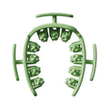 Green Multifunctional Ring Massage Roller with Detachable Handles - Dual Row 11 Wheel Manual Massager for Full Body Muscle Relief, 180 Degree Flexible Adjustable Width