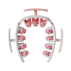 Pink and White Multifunctional Ring Massage Roller with Detachable Handles - Dual Row 11 Wheel Manual Massager for Full Body Muscle Relief, 180 Degree Flexible Adjustable Width