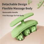 Pink and White Multifunctional Ring Massage Roller with Detachable Handles - Dual Row 11 Wheel Manual Massager for Full Body Muscle Relief, 180 Degree Flexible Adjustable Width