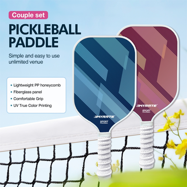 Fantasy Purple Striped Fiberglass Pickleball Paddle Set – 4 Balls & 2 Lightweight Shock-Absorbing Rackets  with Versatile Carry Bag for Outdoor Play