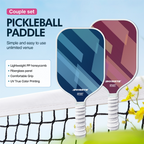 Fantasy Purple and Blue Striped Fiberglass Pickleball Paddle Set – 4 Balls & 2 Lightweight Shock-Absorbing Rackets with Versatile Carry Bag for Outdoor Play