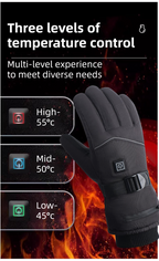 Winter 3 Level Intelligent Heated Gloves with Touchscreen Fingertip & Protective Shell - Waterproof Thermal Gloves for Skiing & Outdoor Sports, 360° All-Finger + Hand's Back Large Heating Coverage (Battery Operated)