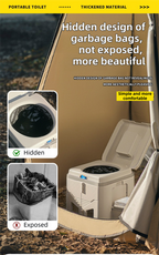 Portable Travel Toilet with Integrated Dual Storage Wings & Odor-Proof Lid – Ergonomic Reusable Foldable Commode with 12.7cm Folding Height for Car Travel & Outdoor Use (Black Green)