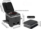 Portable Travel Toilet with Integrated Dual Storage Wings & Odor-Proof Lid – Ergonomic Reusable Foldable Commode with 12.7cm Folding Height for Car Travel & Outdoor Use (Black)