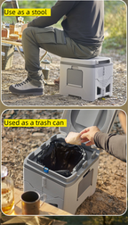 Portable Travel Toilet with Integrated Dual Storage Wings & Odor-Proof Lid – Ergonomic Reusable Foldable Commode with 12.7cm Folding Height for Car Travel & Outdoor Use (Sandy)