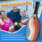 Lightweight 9-Ply Hard Basswood Pickleball Paddle Set with Curved Stripes Design - 2 Durable Paddles + 4 Balls + Ball Mesh Bag + Carrying Backpack for Indoor & Outdoor Play - Professional Size Construction, Breathable Non-Slip Grip