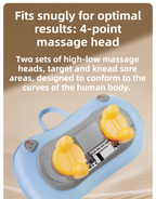 Blue Wireless Rechargeable Cervical & Lumbar Massager Pillow with 4 High/Low Massage Points, 42°C Constant Heat, 3 Speeds and Adjustable Strap – Multifunctional Shiatsu Back Massage Cushion for Neck Waist Shoulder Relief