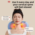 Grey Wireless Rechargeable Cervical & Lumbar Massager Pillow with 4 High/Low Massage Points, 42°C Constant Heat, 3 Speeds and Adjustable Strap – Multifunctional Shiatsu Back Massage Cushion for Neck Waist Shoulder Relief