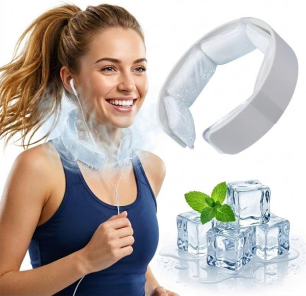 White Reusable Neck Cooling Ring – 360° Omnidirectional Wearable Ice Collar for Summer Heat Relief, Battery-Free Ergonomic Cooling Tube for Outdoor Sports Fitness