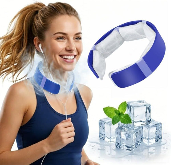 Blue Reusable Neck Cooling Ring – 360° Omnidirectional Wearable Ice Collar for Summer Heat Relief, Battery-Free Ergonomic Cooling Tube for Outdoor Sports Fitness