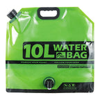 10L Green Outdoor Collapsible Water Storage Bag with Tap & Handle - Portable Camping Water Container for Hiking Picnic Travel and Emergency Water Storage