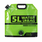 5L Green Outdoor Collapsible Water Storage Bag with Tap & Handle - Portable Camping Water Container for Hiking Picnic Travel and Emergency Water Storage