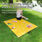 2-in-1 Foldable 145 x 200CM Outdoor Picnic Mat and Storage Handled Bag with Pink Sunflower Pattern & 4 Ground Stakes - Portable Waterproof Camping Blanket Travel Picnic Rug for 3-4 People Outdoor use