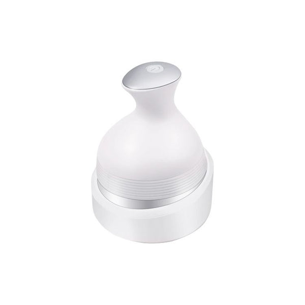 White Wireless Electric Scalp Massager with 28 Soft Silicone