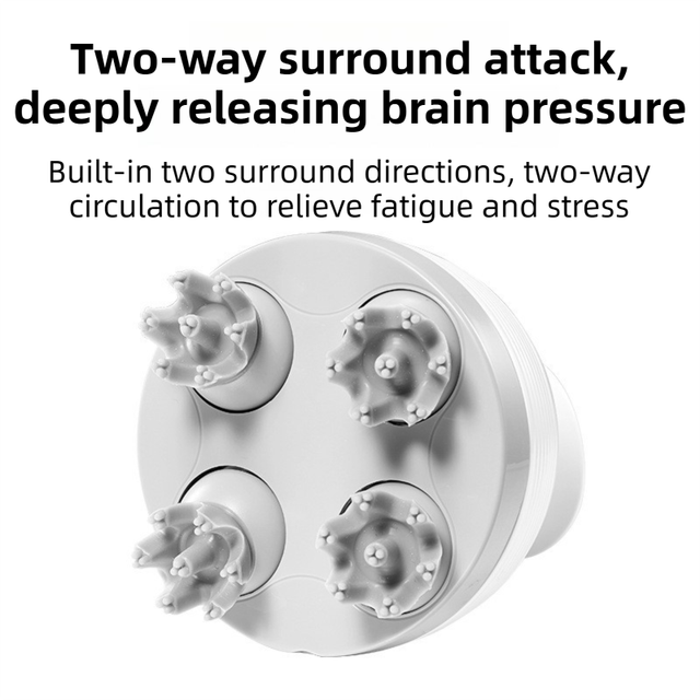 Pink Wireless Electric Scalp Massager with 28 Soft Silicone Massage Claws Storage Base - Rechargeable Hand-Simulated 4D Deep Kneading Head Massage Device for Humans and Pets