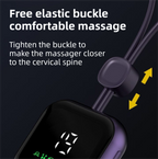 Red Lightweight Rechargeable Heated Cervical Massager - EMS TENS Pulse Neck Shoulder Therapy Device with 6 Massage Modes & 19 Intensity Levels, 3 Level Heat Compression, Large Digital Display and Tightening Buckle