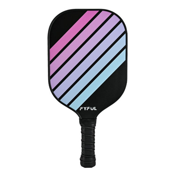 Black + Purple + Blue Striped Fiberglass Pickleball Paddle – Ultra Lightweight Pickleball Racket for Outdoor Play with Large Sweet Spot, Shock-Absorbing Silicone Grip and TPU Edge Guard