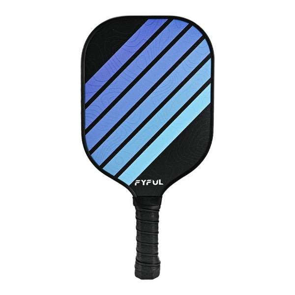 Black + Blue Striped Fiberglass Pickleball Paddle – Ultra Lightweight Pickleball Racket for Outdoor Play with Large Sweet Spot, Shock-Absorbing Silicone Grip and TPU Edge Guard