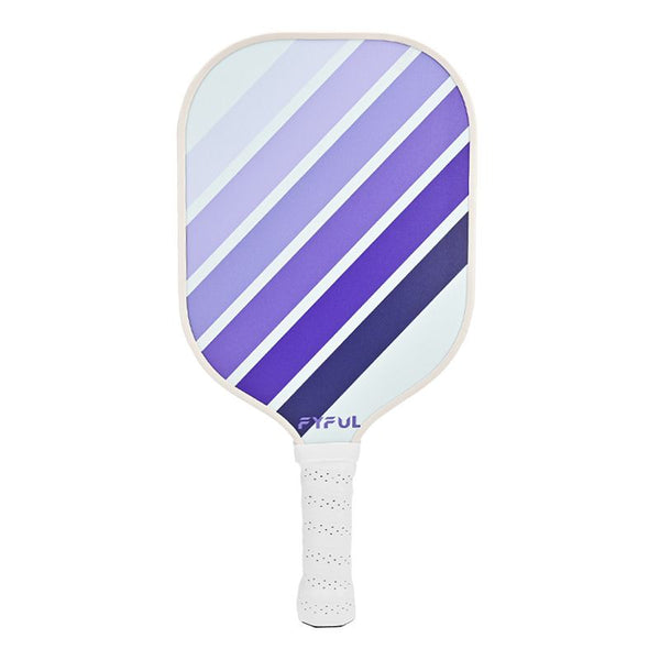 White + Blue + Purple Striped Fiberglass Pickleball Paddle – Ultra Lightweight Pickleball Racket for Outdoor Play with Large Sweet Spot, Shock-Absorbing Silicone Grip and TPU Edge Guard