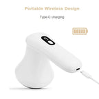 White Wireless Multi Function Fat Burning & Body Shaping Massager with 9 Speed Levels, 5 Massage Heads, Smart Digital Display and Type-C Charging - Portable Slimming Vibration Machine for Muscle Relaxation Sculpting