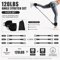 Black 120LBS Total Ankle Resistance Bands Training Set with Cuffs and Carry Bag - Adjustable Leg and Glute Workout Trainer for Yoga Fitness Speed Agility Strength Training 9 Piece Kit