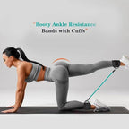 Black 120LBS Total Ankle Resistance Bands Training Set with Cuffs and Carry Bag - Adjustable Leg and Glute Workout Trainer for Yoga Fitness Speed Agility Strength Training 9 Piece Kit