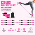 Pink 120LBS Total Ankle Resistance Bands Training Set with Cuffs and Carry Bag - Adjustable Leg and Glute Workout Trainer for Yoga Fitness Speed Agility Strength Training 9 Piece Kit