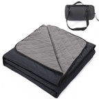 200 x 140cm Black Large Double Layer Waterproof Thick Fleece Camping Blanket Picnic Mat, Portable Travel Ground Mat with Shoulder Carry Bag for Hiking Travel Indoor Outdoor Use
