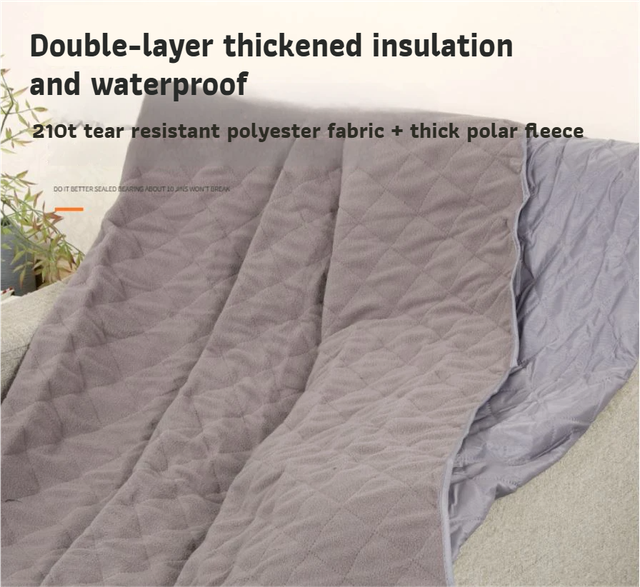200 x 140cm Black Large Double Layer Waterproof Thick Fleece Camping Blanket Picnic Mat, Portable Travel Ground Mat with Shoulder Carry Bag for Hiking Travel Indoor Outdoor Use