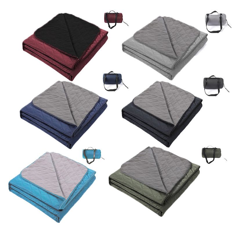 200 x 140cm Dark Green Large Double Layer Waterproof Thick Fleece Camping Blanket Picnic Mat, Portable Travel Ground Mat with Shoulder Carry Bag for Hiking Travel Indoor Outdoor Use