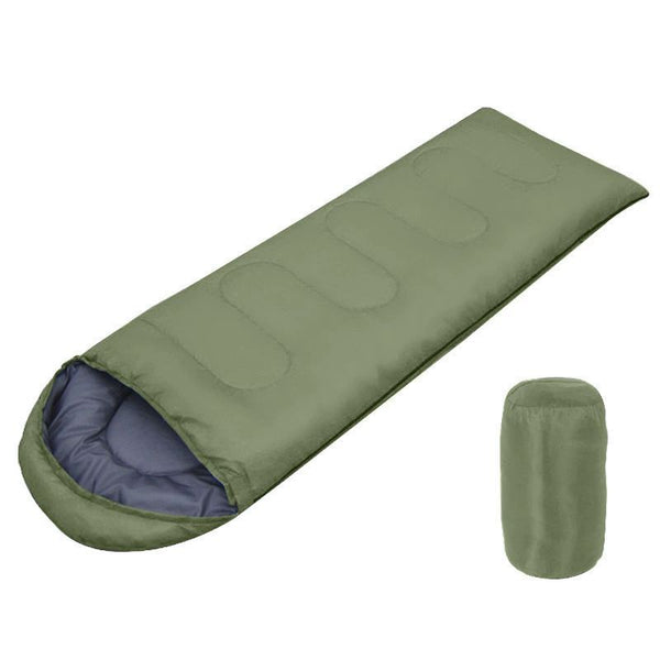 210 x 75cm Dark Green Portable Envelope Camping Sleeping Bag 1.3kg Thickened Warm Sleeping Bag with Carry Bag, Convertible Blanket Design & 4 Seasons Cold Weather or Warm for Hiking Travel Indoor Outdoor Use