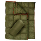200x140cm Green Large Outdoor Camping Down Cotton Wearable Warmth Blanket, Quilted Poncho Shawl Throw with Storage Bag, Lightweight Warm Camping Quilt for Camping Travel Home Use