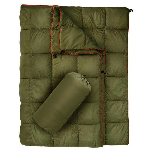 200x140cm Green Large Outdoor Camping Down Cotton Wearable Warmth Blanket, Quilted Poncho Shawl Throw with Storage Bag, Lightweight Warm Camping Quilt for Camping Travel Home Use