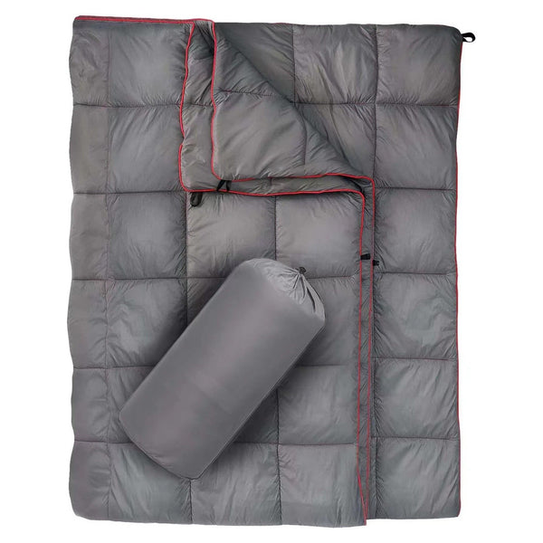 200x140cm Grey Large Outdoor Camping Down Cotton Wearable Warmth Blanket, Quilted Poncho Shawl Throw with Storage Bag, Lightweight Warm Camping Quilt for Camping Travel Home Use