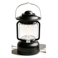 Black Vintage LED Outdoor Camping Lantern with Warm Ambient Light - 7 Lighting Modes, 24H Long Runtime, USB-C Rechargeable, Stepless Dimming and Hanging Tent Light