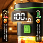 2PCS LY27 Black and Green Compact LED Camping Lantern with Spotlight and Ambient Light, USB-C Rechargeable Outdoor Emergency Tent Light - Digital Battery Display, 7 Lighting Modes, 100m Beam Range & Hanging Hook