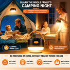 LY20 Black and Yellow Compact Solar Camping Lantern for Home Travel Use, Outdoor LED Emergency Tent Lamp and Hanging Light - 4 Lighting Modes and 3 Levels Brightness Adjustment, LED Power Display, Solar & USB-C Dual Charging (2 Pack)