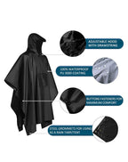 3-in-1 Blue Camping Rain Poncho / Outdoor Shelter Tarp / Ground Sheet (82.7 x 55 inch) with 2 Pairs Rain Shoe Covers - Large Backpack Coverage, Drawstring Hood and Carry Bag for Hiking Trekking Cycling Use