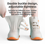Thickened Waterproof Silicone Rain Shoe Covers with Adjustable Double Buckle Closure, Durable Non-Slip Reusable Overshoes for Men and Women Hiking Camping Daily Use, Grey White Blocking, M Size (EU 34-36)