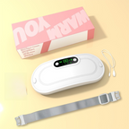 White Portable USB Rechargeable Graphene Heating Waist Belt with Gift Box - 4 Modes Vibrating Abdominal Massager & 3 Levels Large Area Heating Therapy Pad for Women