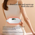 White Portable USB Rechargeable Graphene Heating Waist Belt with Gift Box - 4 Modes Vibrating Abdominal Massager & 3 Levels Large Area Heating Therapy Pad for Women