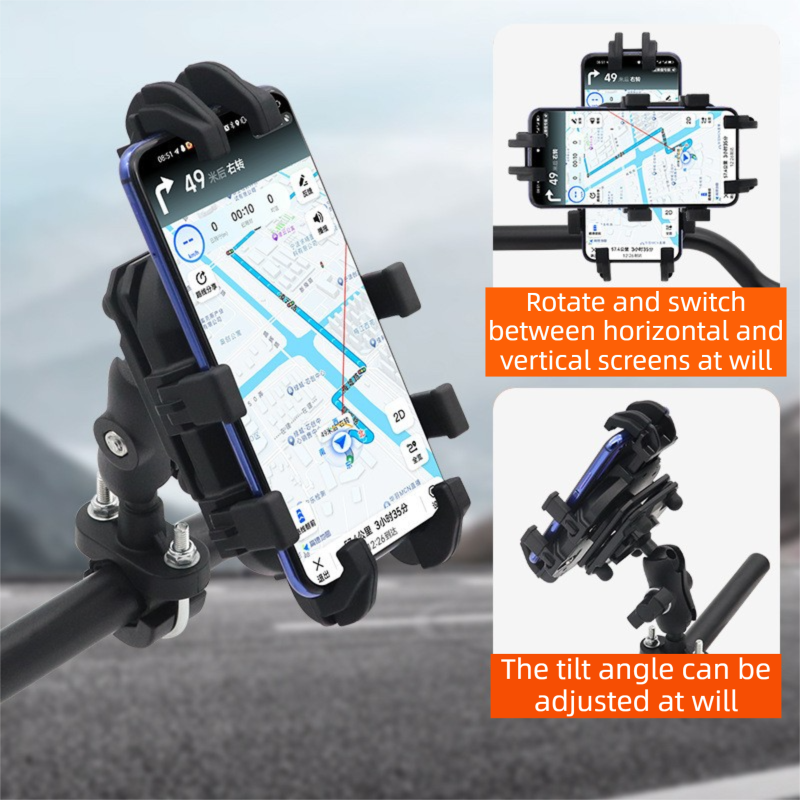2-Piece Winter Riding Essentials Set with 8 Claw Secure Grip Bike Phone Mount and Suede Flip-Top Touchscreen Thermal Gloves – 360° Rotation Adjustment and Silicone Anti-Shock Module, Universal Handlebar Cradle for Motorcycle MTB & Road Cycling