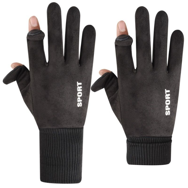 2-Piece Winter Riding Essentials Set with 8 Claw Secure Grip Bike Phone Mount and Suede Flip-Top Touchscreen Thermal Gloves – 360° Rotation Adjustment and Silicone Anti-Shock Module, Universal Handlebar Cradle for Motorcycle MTB & Road Cycling