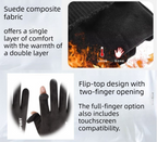 2-Piece Winter Riding Essentials Set with 8 Claw Secure Grip Bike Phone Mount and Suede Flip-Top Touchscreen Thermal Gloves – 360° Rotation Adjustment and Silicone Anti-Shock Module, Universal Handlebar Cradle for Motorcycle MTB & Road Cycling