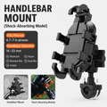 Black Secure Grip Anti-Shock Bike Phone Mount - 360° Rotating Adjustment, 8-Claw Locking Universal Handlebar Navigation Holder for Motorcycle MTB & Road Cycling (Fits 4.7–7" Phones)