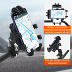 Black Secure Grip Anti-Shock Bike Phone Mount - 360° Rotating Adjustment, 8-Claw Locking Universal Handlebar Navigation Holder for Motorcycle MTB & Road Cycling (Fits 4.7–7" Phones)