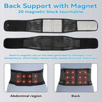 Self Heating Magnetic Therapy Back & Abdomen Compression Brace with 2 Adjustable Elasticity Straps– Breathable Posture Corrector and Lumbar Support Belt for Back Pain Relief, Black M Size